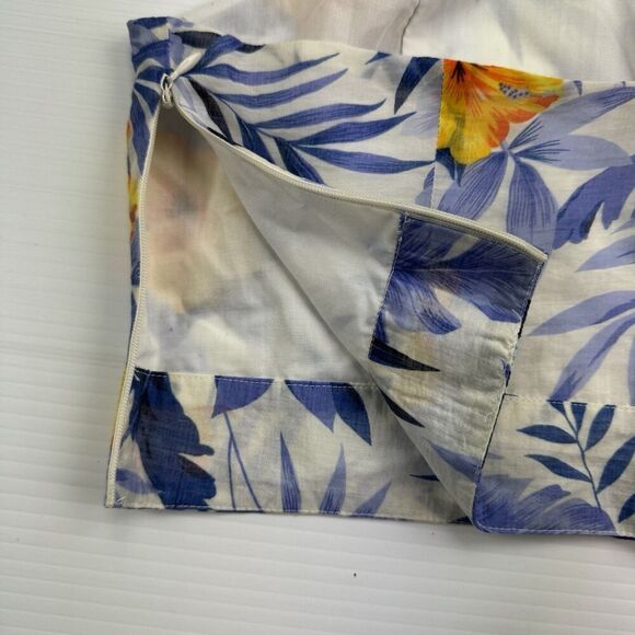 J.O.A. Los Angeles Hawaiian Crop Tank Top in Blue Yellow FloraI Size Medium - Picture 6 of 11